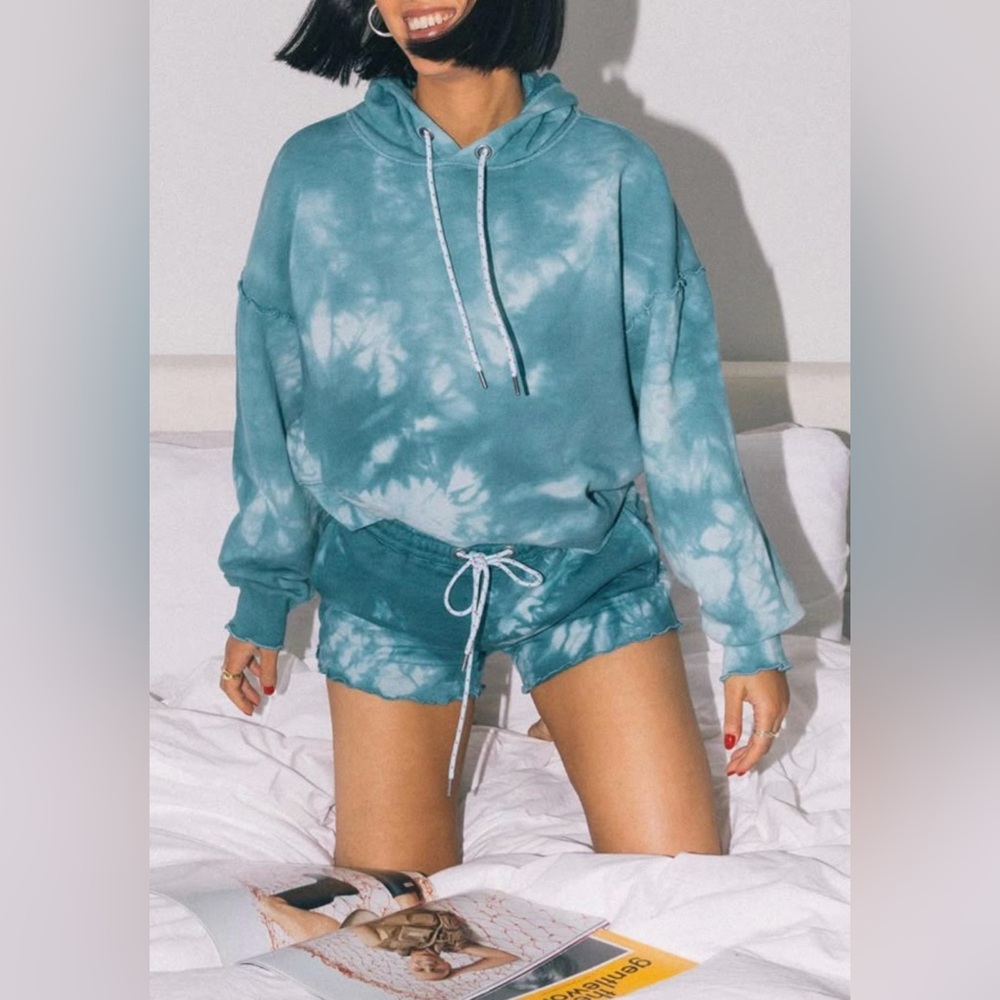 Paige Oakley Tie Dye Hoodie In Mallard Blue/winter Sky |size XS